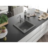 Mexen Vito Granitspüle 1-becken mit Küchenarmatur Flora, grau - 6503-71-670401-06