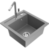 Mexen Vito Granitspüle 1-becken mit Küchenarmatur Flora, grau - 6503-71-670401-06