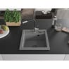 Mexen Vito Granitspüle 1-beckig mit Küchenarmatur Flora, grau - 6503-71-670401-07-B