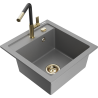 Mexen Vito 1-Kammer Granitspüle mit Küchenarmatur Flora, grau - 6503-71-670401-57-G