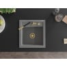 Mexen Vito Granitspüle 1-Becken mit Küchenarmatur Flora, grau - 6503-71-670401-57-G