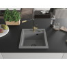 Mexen Vito Granitspüle 1-beckig mit Küchenarmatur Flora, grau - 6503-71-670401-57-B
