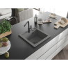 Mexen Vito Granit-Spülbecken 1-Kammer mit Küchenarmatur Flora, grau - 6503-71-670401-70-B