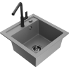 Mexen Vito Granit-Spülbecken 1-Kammer mit Küchenarmatur Flora, grau - 6503-71-670401-70-B