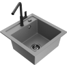 Mexen Vito Granit-Spüle ein Becken mit Küchenarmatur Flora, grau - 6503-71-670401-70-B