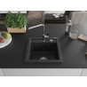 Mexen Vito Granitspüle 1-Kammer mit Küchenarmatur Flora, schwarz/silber Metallic - 6503-73-670401-00