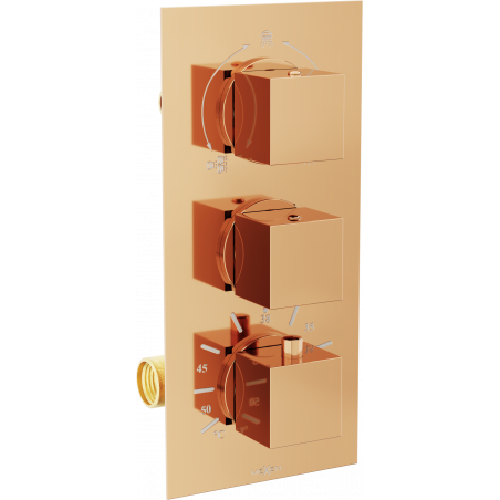 Mexen Cube thermostatische Wannen-Duscharmatur 3-Wege Roségold - 77503-60