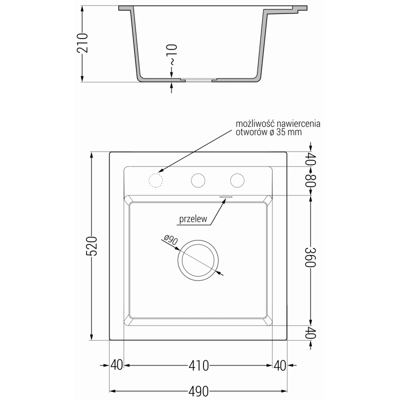 Mexen Vito Granitspüle 1-Becken mit Küchenarmatur Flora, schwarz/silber metallisch - 6503-73-670401-07-B