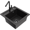 Mexen Vito Granitspüle 1-beckig mit Küchenarmatur Flora, schwarz/silber metallic - 6503-73-670401-70-B
