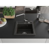 Mexen Vito Granitspüle 1-Becken mit Küchenarmatur Flora, schwarz/gold metallic - 6503-75-670401-00