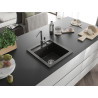 Mexen Vito Granitspüle 1-Becken mit Küchenarmatur Flora, schwarz/gold metallic - 6503-75-670401-00