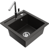 Mexen Vito Granitspüle 1-Becken mit Küchenarmatur Flora, schwarz/gold metallic - 6503-75-670401-00