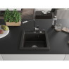 Mexen Vito Granitspüle 1-Kammer mit Küchenarmatur Flora, Schwarz/Gold Metallic - 6503-75-670401-07