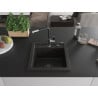 Mexen Vito Granitspüle 1-beckig mit Küchenarmatur Flora, schwarz/gold metallisch - 6503-75-670401-07-B