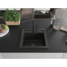 Mexen Vito Granitspüle 1-komorowy mit Küchenarmatur Flora, schwarz/goldener Metallic - 6503-75-670401-70-B