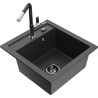 Mexen Vito Granitspüle 1-becken mit Küchenarmatur Flora, schwarz gesprenkelt - 6503-76-670401-07-B