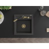 Mexen Vito Granit-Spüle 1-beckig mit Küchenarmatur Flora, schwarz gesprenkelt - 6503-76-670401-57-G