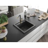 Mexen Vito Granitspüle 1-Becken mit Küchenarmatur Flora, schwarz gesprenkelt - 6503-76-670401-57-B