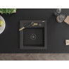 Mexen Vito Granitspüle 1-Becken mit Küchenarmatur Flora, schwarz gesprenkelt - 6503-76-670401-57-B