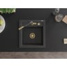 Mexen Vito Granitspüle 1-Becken mit Küchenarmatur Flora, schwarz gesprenkelt - 6503-76-670401-75-G