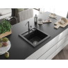 Mexen Vito Granitspüle 1-beckig mit Küchenarmatur Flora, schwarz - 6503-77-670401-00