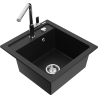 Mexen Vito Granitspüle 1-Becken mit Küchenarmatur Flora, schwarz - 6503-77-670401-00