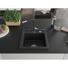 Mexen Vito Granitspüle 1-Becken mit Küchenarmatur Flora, schwarz - 6503-77-670401-07