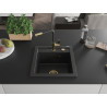 Mexen Vito Granitspüle 1-Becken mit Küchenarmatur Flora, schwarz - 6503-77-670401-57-G
