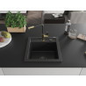 Mexen Vito Granitspüle 1-beckig mit Küchenarmatur Flora, schwarz - 6503-77-670401-57-B
