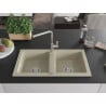 Mexen Mario Granitspüle 2-Kammer mit Küchenarmatur Flora, beige - 6504-69-670401-00