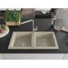Mexen Mario granitspüle mit 2 becken und küchenarmatur Flora, beige - 6504-69-670401-00