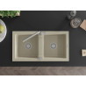 Mexen Mario granitspüle mit 2 becken und küchenarmatur Flora, beige - 6504-69-670401-00
