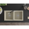 Mexen Mario granitspüle 2-kammern mit Küchenarmatur Flora, beige - 6504-69-670401-07
