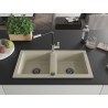 Mexen Mario granitspüle mit 2 Becken und Küchenarmatur Flora, beige - 6504-69-670401-07-B