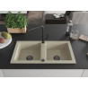 Mexen Mario granitspüle 2-becken mit küchenarmatur Flora, beige - 6504-69-670401-70-B