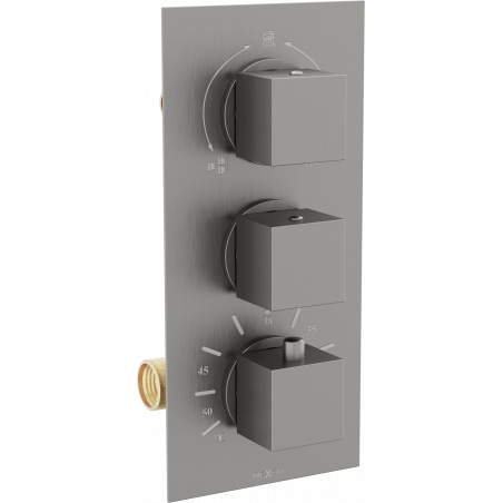 Mexen Cube thermostatische Dusch-Badewannenarmatur mit 3 Ausgängen, Graphit - 77503-66