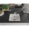 Mexen Milo Granitspüle 1-Becken mit Küchenarmatur Flora, Weiß - 6505-20-670401-07-B