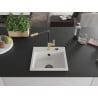 Mexen Milo 1-Becken-Granitspüle mit Mischbatterie Flora, Weiß - 6505-20-670401-57-B