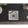 Mexen Milo 1-Becken-Granitspüle mit Mischbatterie Flora, Weiß - 6505-20-670401-57-B