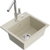 Mexen Milo Granitspüle 1-beckig mit Küchenarmatur Flora, beige - 6505-69-670401-00