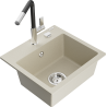 Mexen Milo Granitspüle 1-Becken mit Küchenarmatur Flora, Beige - 6505-69-670401-07