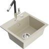 Mexen Milo Granitspüle 1-beckig mit Küchenarmatur Flora, beige - 6505-69-670401-07
