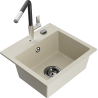 Mexen Milo Granitspüle 1-Becken mit Küchenarmatur Flora, Beige - 6505-69-670401-07-B