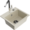 Mexen Milo Granitspüle 1-beckig mit Küchenarmatur Flora, beige - 6505-69-670401-07-B