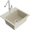 Mexen Milo Granitspüle 1-Becken mit Küchenarmatur Flora, beige - 6505-69-670401-09