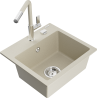 Mexen Milo Granitspüle 1-beckig mit Küchenarmatur Flora, beige - 6505-69-670401-09