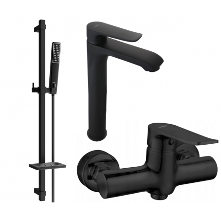 Mexen Pecos DQ72 Duschset, schwarz - 72714DQ72-70