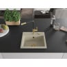 Mexen Milo Granitspüle 1-becken mit Küchenarmatur Flora, beige - 6505-69-670401-57-G