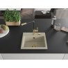 Mexen Milo granitspüle 1-beckig mit Küchenarmatur Flora, beige - 6505-69-670401-57-G