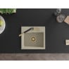 Mexen Milo Granitspüle 1-becken mit Küchenarmatur Flora, beige - 6505-69-670401-57-G